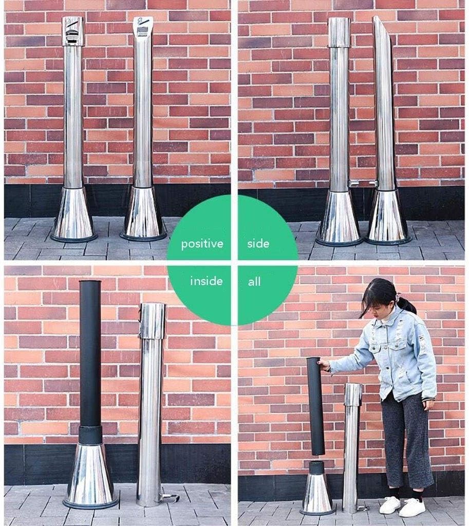 Cenicero de pie de acero inoxidable con cerradura para uso en exteriores