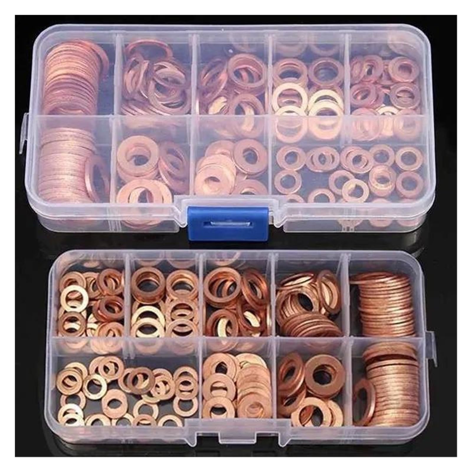 Arandelas de cobre, Kit surtido de sellos anillo plano M5-M14 con caja(280pc)