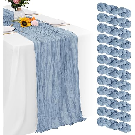 Aktor Dusty Blue Cheesecloth Table Runner