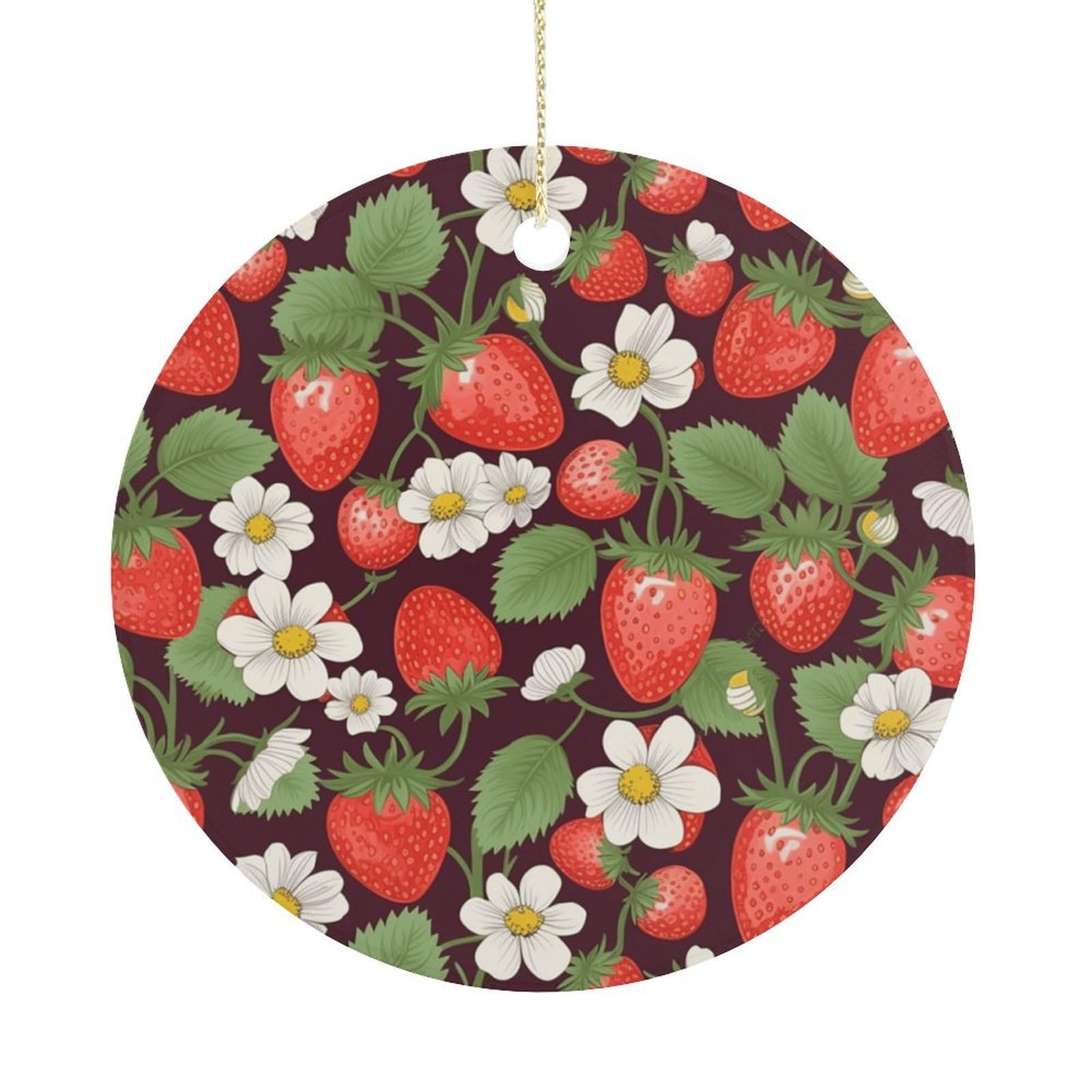 Adfgyerh Women's Style Strawberry3 Hanging Ceramic Ornaments, Christmas Tree Decorations, Funny Home Decor Gifts For Sisters & Work Best Friends