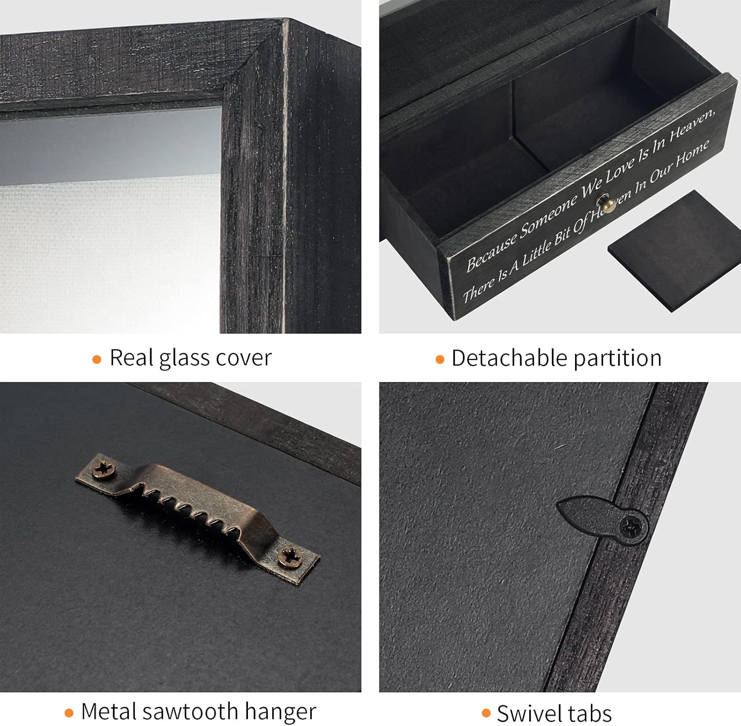 TJ.MOREE Memorial Gifts in Memory of Loved One Gifts Sympathy Gifts for Loss of Mother Father Remembrance Shadow Box - Because Someone We Love is in Heaven There is a Little Bit of Heaven in Our Home