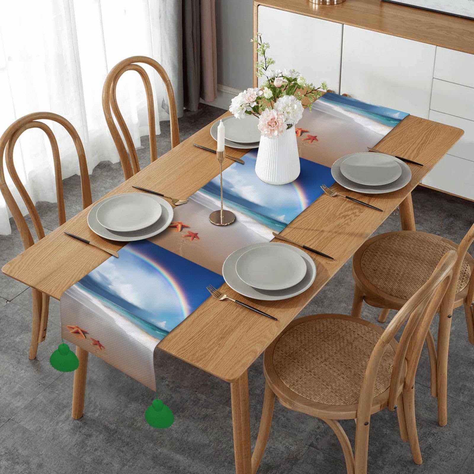 Chemin de table de Noël en lin pour repas de fête original et chaleureux