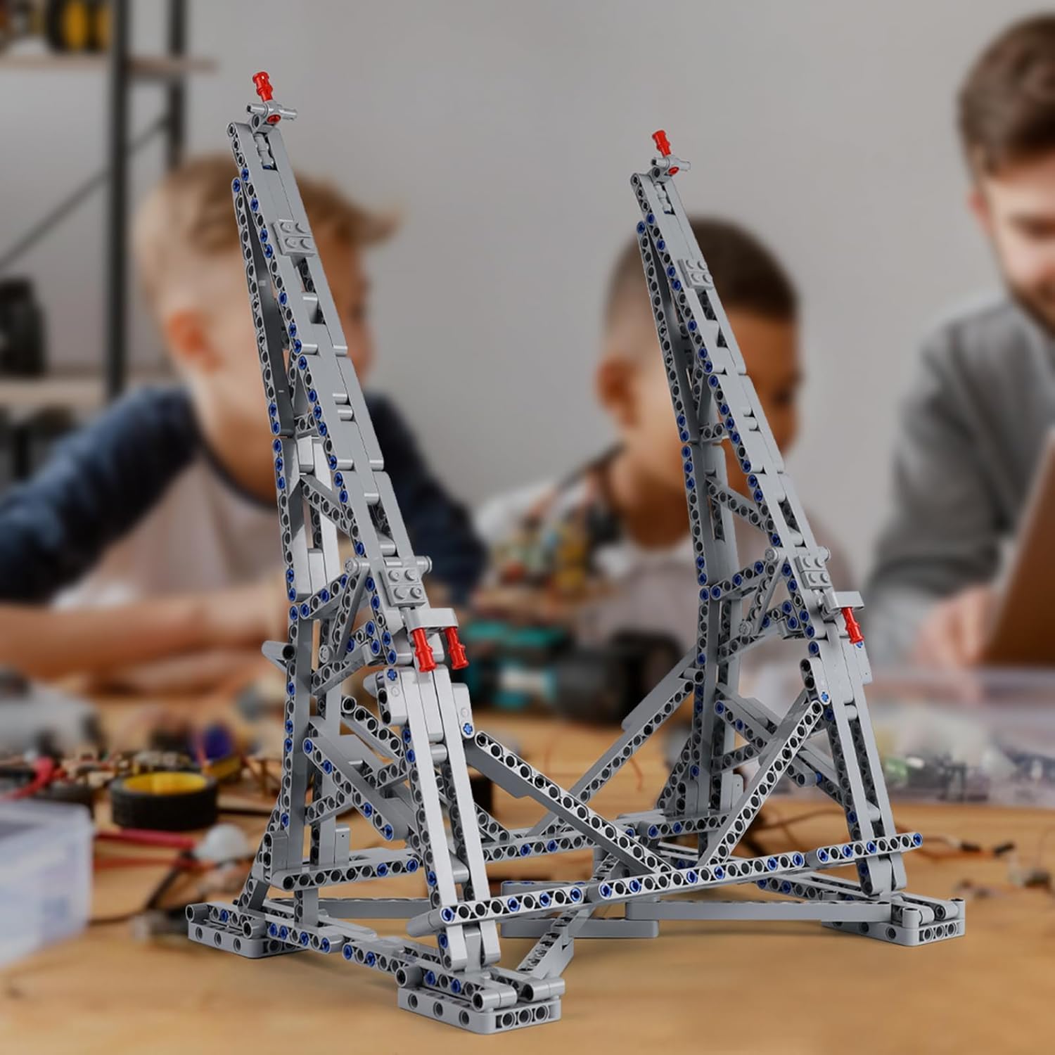 Lego Millennium Falcon 75192 mounted vertically on the Kyglaring display stand