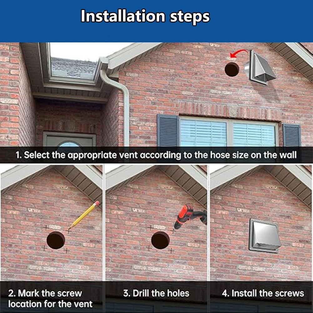 Rejilla de Ventilación de 100/125/150 mm, Campana de Ventilación de Acero Inoxidable con Junta de Estanqueidad, Mosquitera Integrada, para Pared de Vivienda, Fácil de Instalar