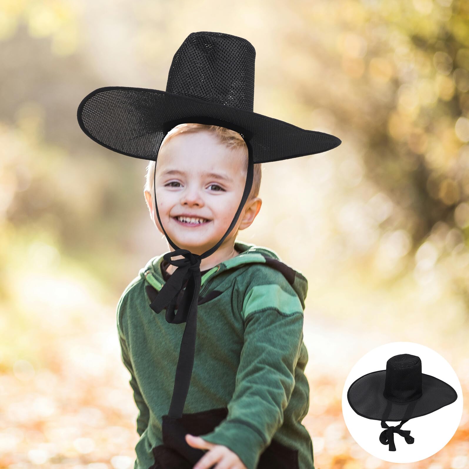 Healvian Sombrero de Disfraz Estilo Coreano Tradicional con Cinta Negra ala Ancha para Fiestas de Navidad Eventos Festivos y Cosplay