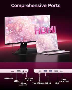 Pink Laptop 12GB RAM, 15.6 Inch FHD Laptops with Pentium Gold (Beats Pentium, Celeron), 128GB SSD, USB C, USB 3.0, HDMI, Lightweight Laptop for Student & Everyday Use