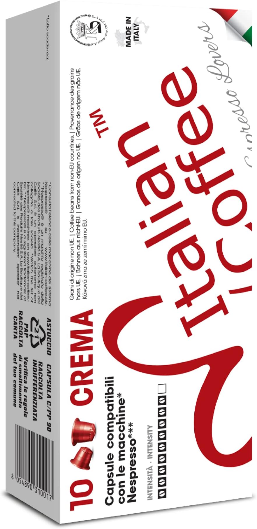 DELICITALY Pure Italian Food Italian Coffee pods compatible with Nespresso Original machines, Italian Expresso capsules (100 Crema regular pods, 100 Count (Pack of 1))