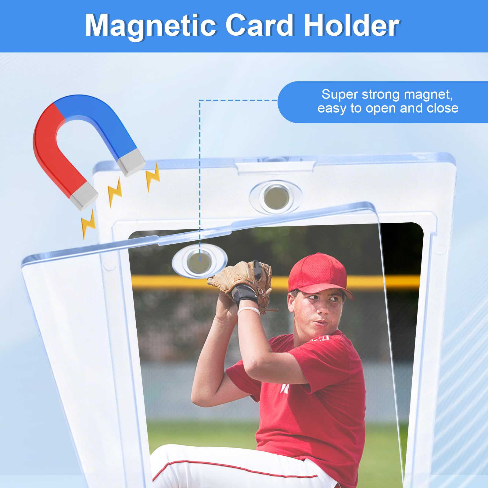 25 Pezzi 35PT Magnetic Trading Card Holder,Carte Cornici Acriliche Magnetiche,Custodie Magnetiche per Carte UV Protettivo per Yugioh Magic MTG Sport