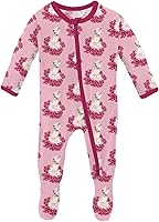 Vista 14 de KicKee Baby & Toddler - Pijama de viscosa ultrasuave de bambú con patas abatibles y puños