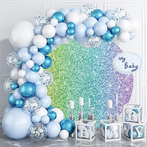 Miniatura 2 de OERJU Telón de fondo redondo con purpurina de 6 x 6 pies, lujoso y colorido fondo de fotografía para mujeres y niñas, cumpleaños, boda, baby shower,