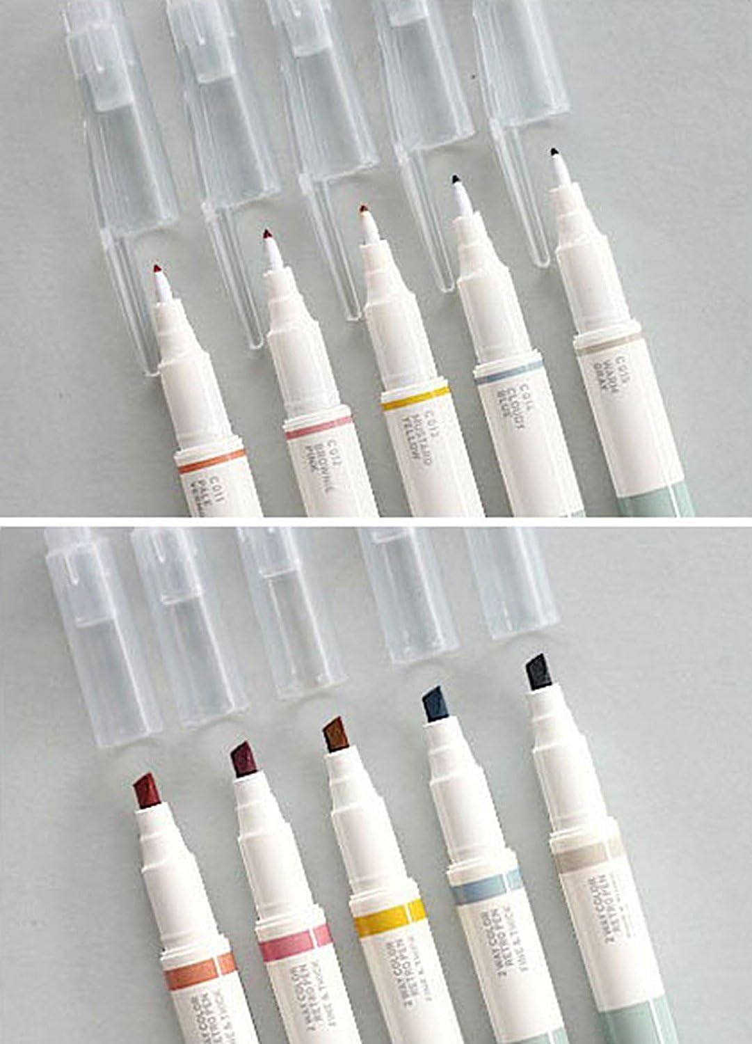 Iconic Two Way Deco Pens and Retro Pens - Set of 10 Color Pens - Dual Nib (Retro_Deco)