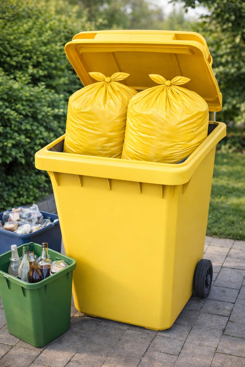 Bolsa de basura amarilla de 110 litros, clasificación selectiva | Lote de 50 bolsas de baja densidad 30 micras (30µ) | Papeleras de cartón - Periódicos - Botella de plástico - Embalaje de metal |