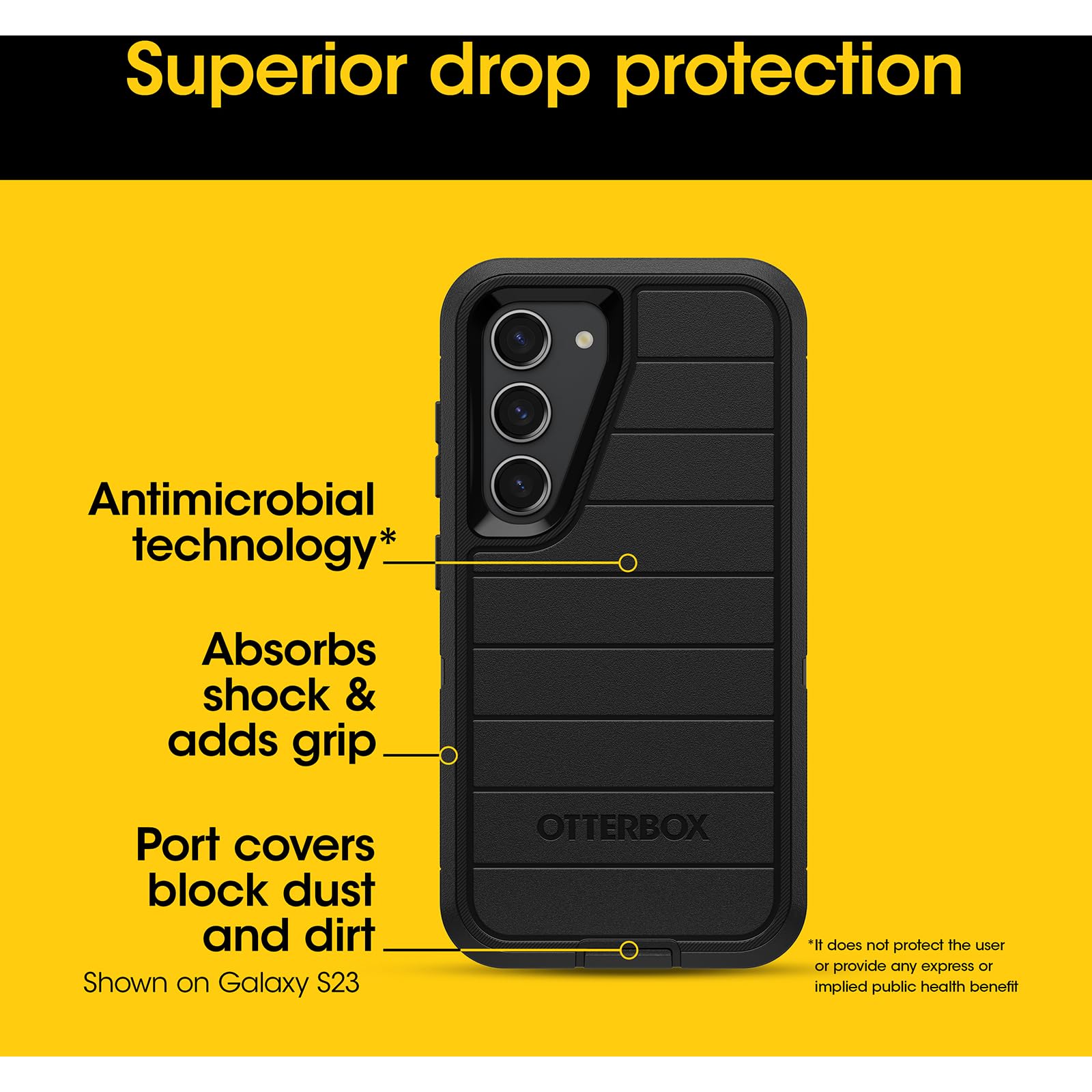 OtterBox Schutzhülle für Samsung Galaxy S24 (nur Defender-Serie, nur Hülle, Bildschirmlos, robust und langlebig, mit Portschutz, mikrobieller Abwehrschutz, Keine Einzelhandelsverpackung)