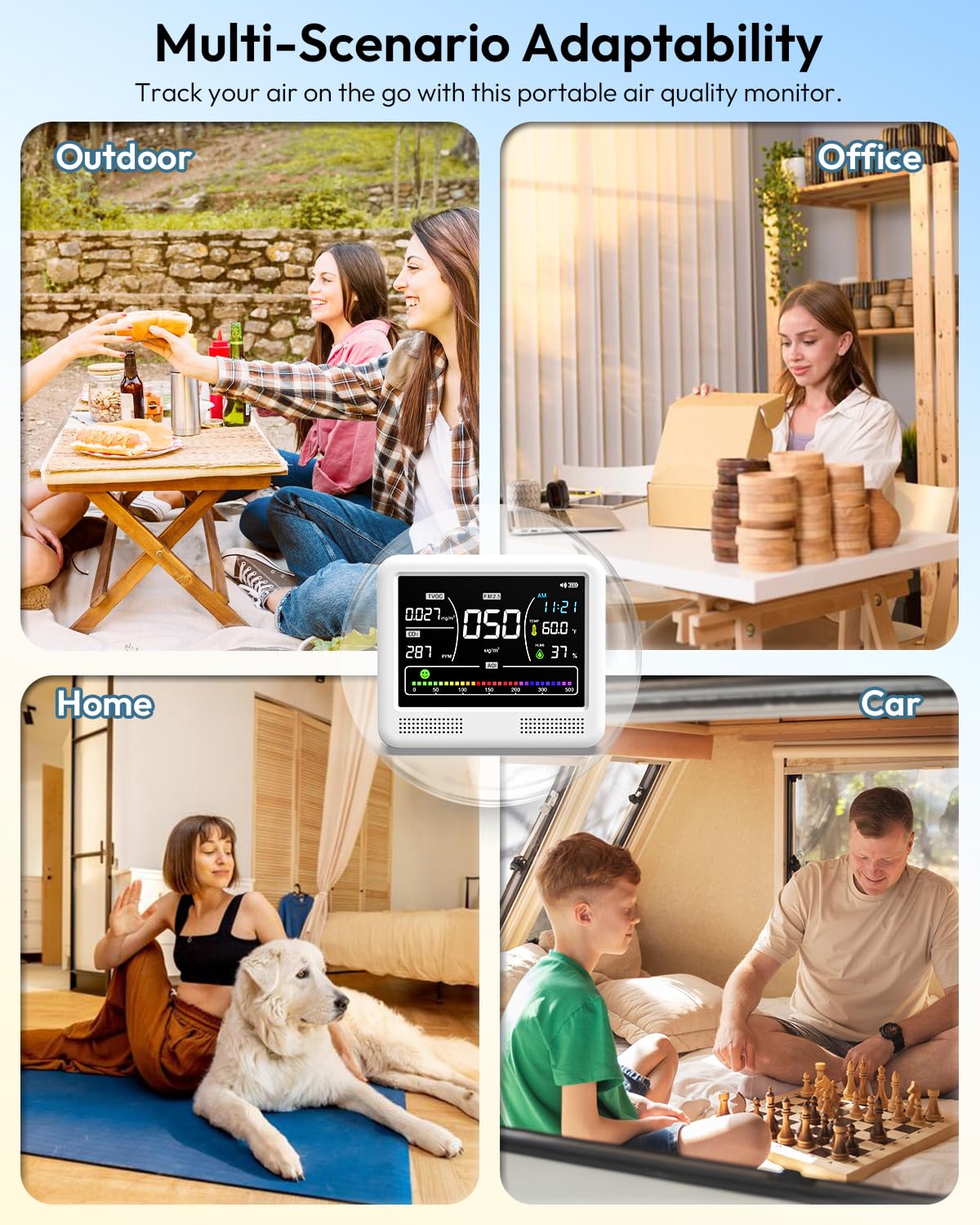 16-in-1 Air Quality Monitor Indoor CO2 Monitor 9 Readings 7 AQI Alerts — Amazon image 5