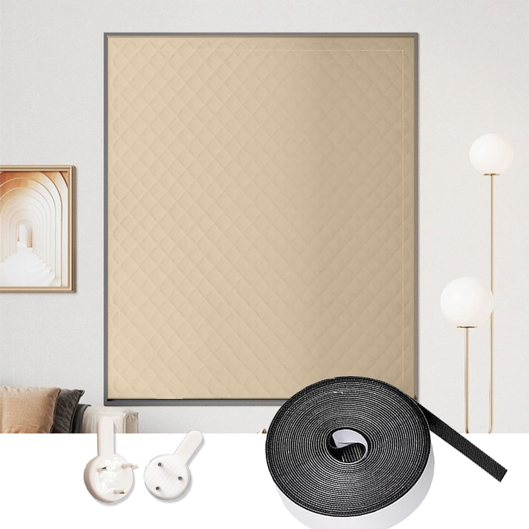 Rideaux isolant 50 x 125 cm beige amovible pour le grenier