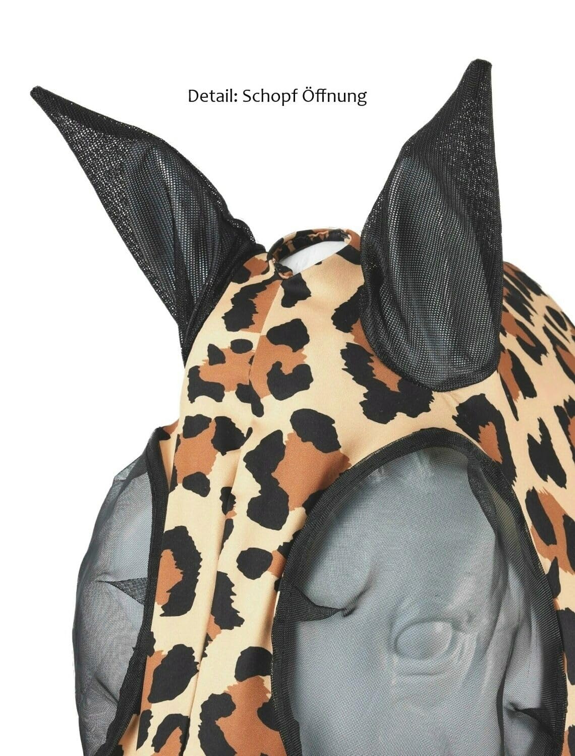 netproshop Fliegenschutzmaske mit Reißverschluss Mesh-Ohren große Augenpartie Elastischer Saum Gr. Shetty Pony, Groesse:Cob, Farbe:Leopard