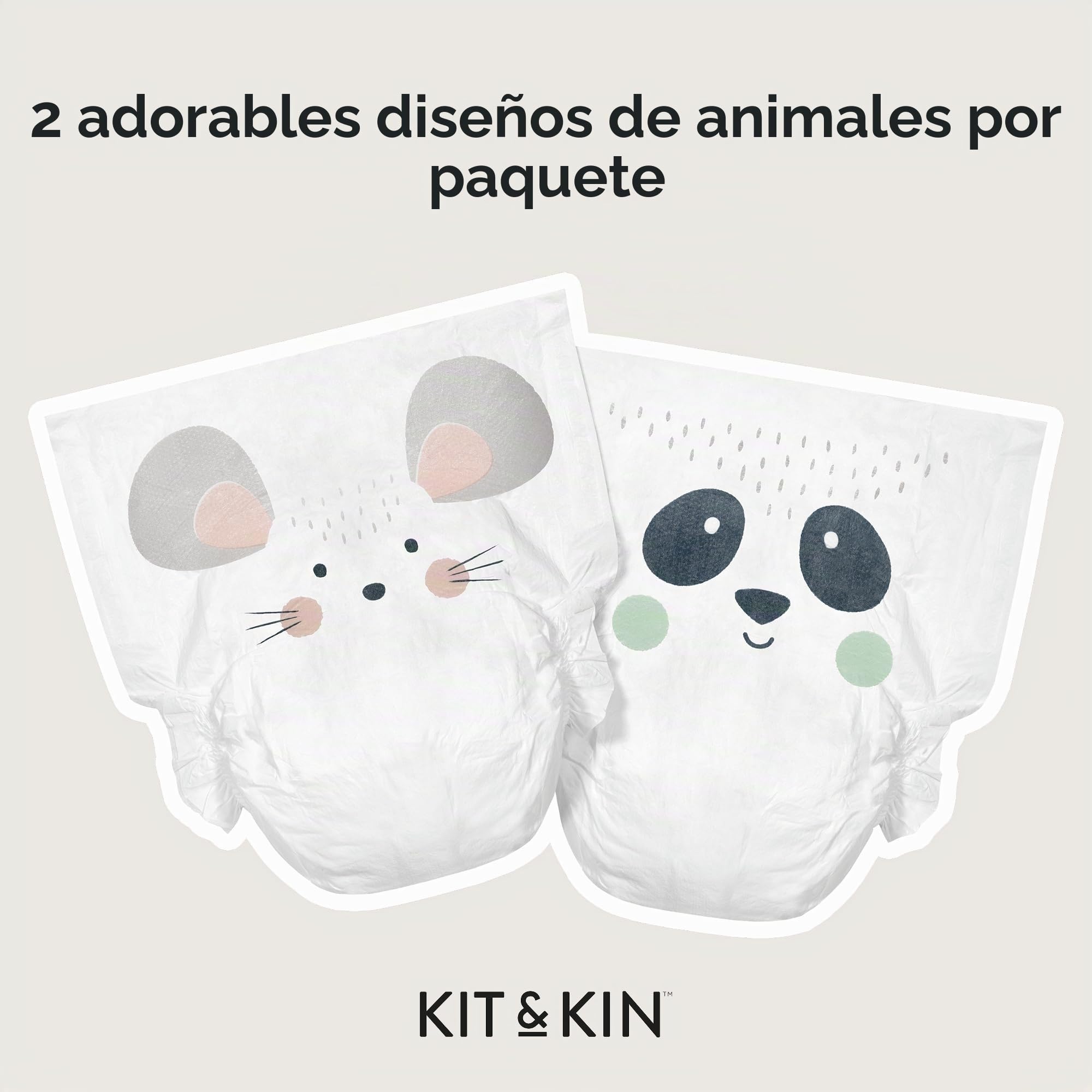 Kit & Kin Pañales Talla 2 (4-8 kg) 152 Unidades, Hipoalergénicos, de Origen Vegetal, Protección Antifugas Superior, Veganos y Cruelty-Free