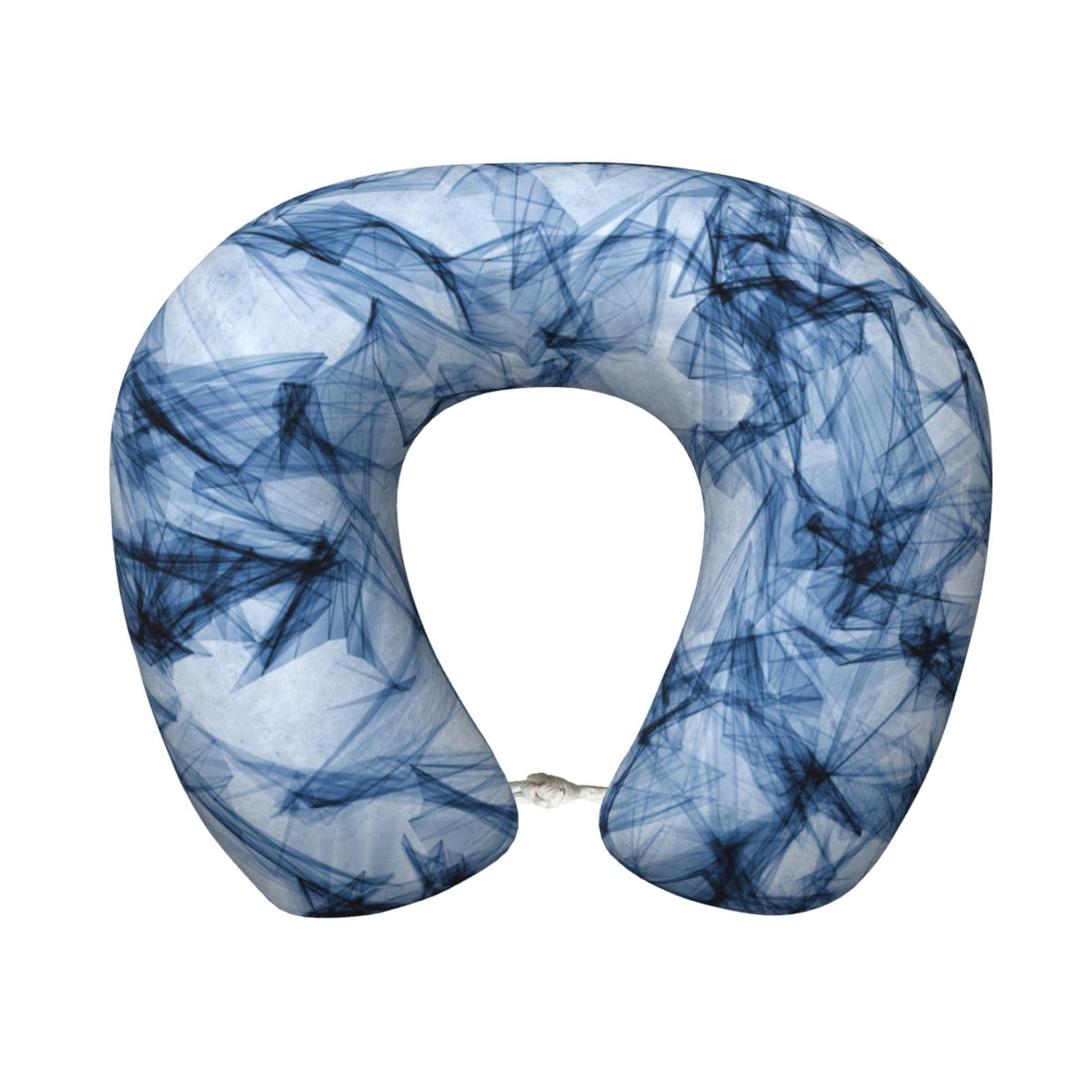 Oreiller voyage mémoire de forme marbre bleu coussin cervical ergonomique sommeil