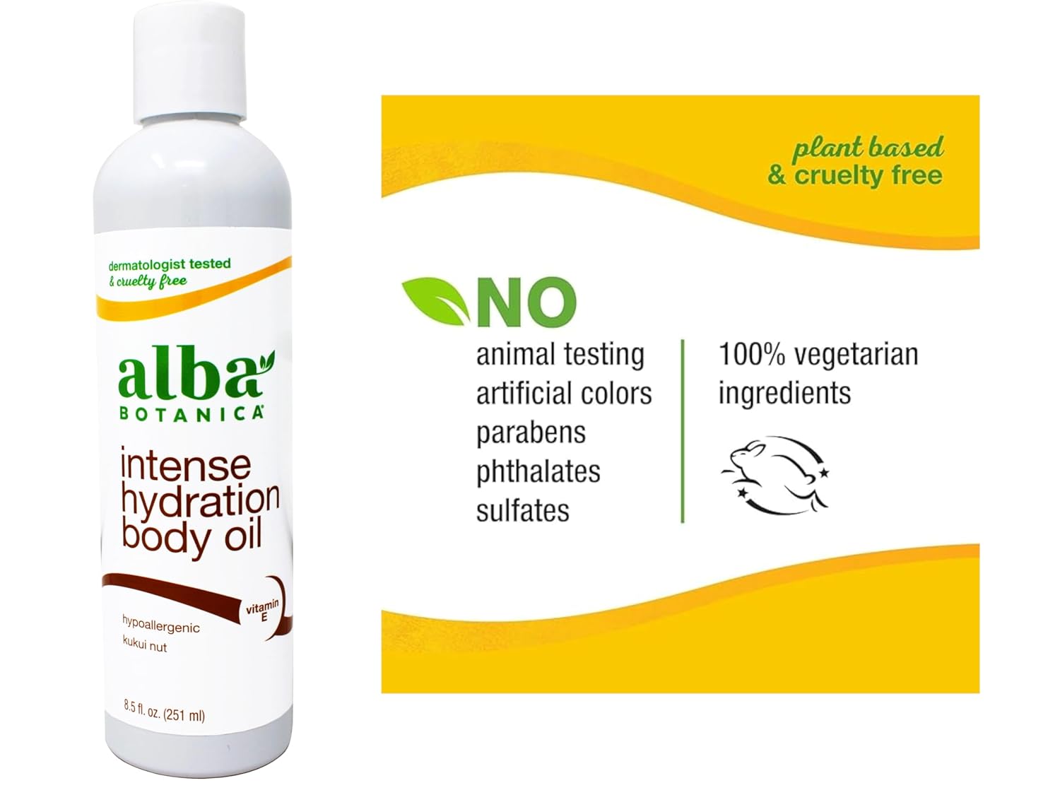 Alba Botanica Hawaiian Body Oil Kukui Nut 8.5 Ounces 2 Pack