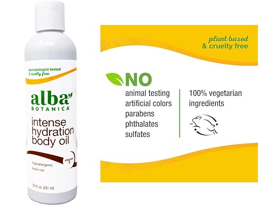 Alba Botanica Hawaiian Body Oil Kukui Nut 8.5 Ounces 2 Pack