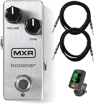 MXR M293 Booster Mini Bundle with 2 Instrument Cables, and Clip-on Tuner
