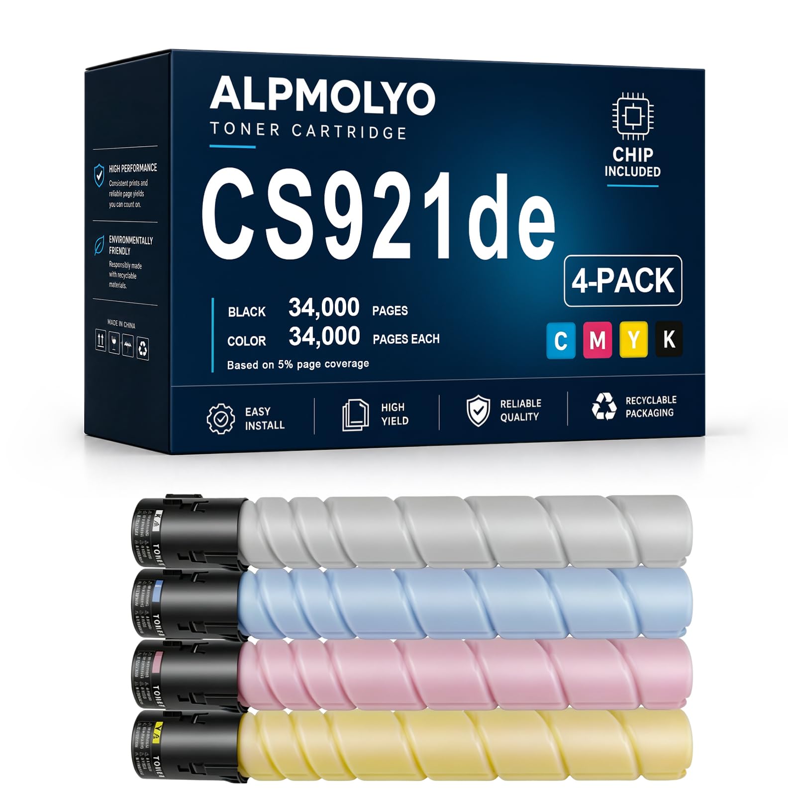 Sostituzione della cartuccia di toner CS921de ad alta resa per 76C0HK0 76C0HC0 76C0HMO 76C0HYO, compatibile con Lexmark CS921de CS923 CX921de 922de CX924dxe, con chip