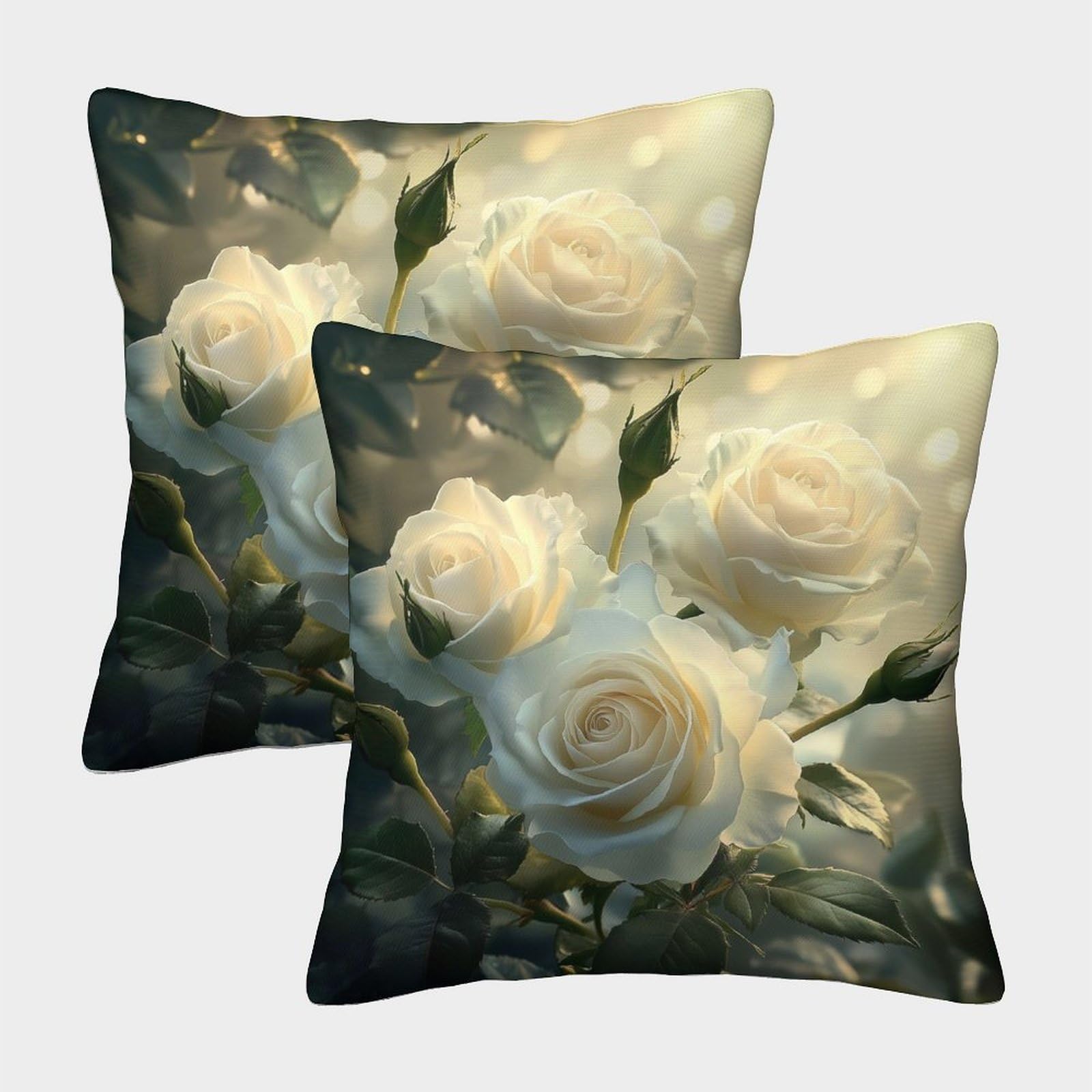 kaiyun 2 Pack Rose,Beautiful Flowers Pillow Case 50x50cm 3D Printing Cushion Cover,home Decoration Sofa Cushion