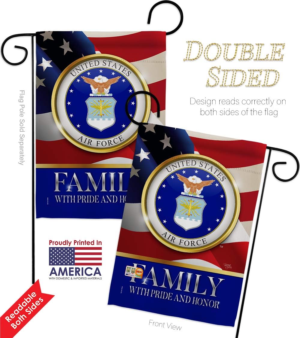 Breeze Decor US Air Family Honor Garden Flag 2pcs Pack Armed Forces USAF United State American Military Veteran Retire Official House Banner Small Yard Gift Double-Sided, Thick Fabric, Made in USA