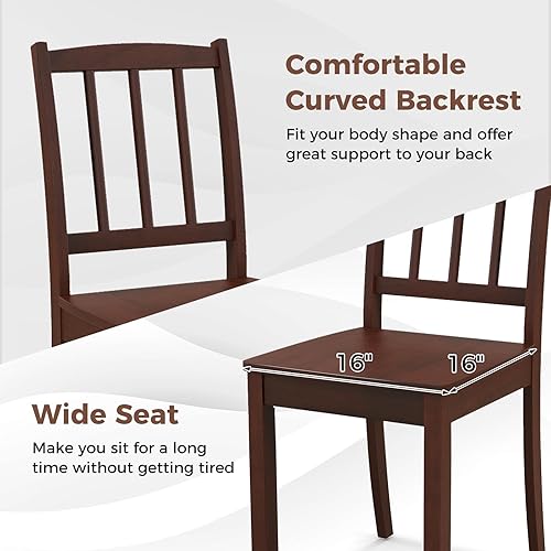 Miniatura 4 de Giantex Juego de 2 sillas de comedor de granja, sillas de cocina modernas con patas de madera de goma y respaldo curvo, silla de comedor con