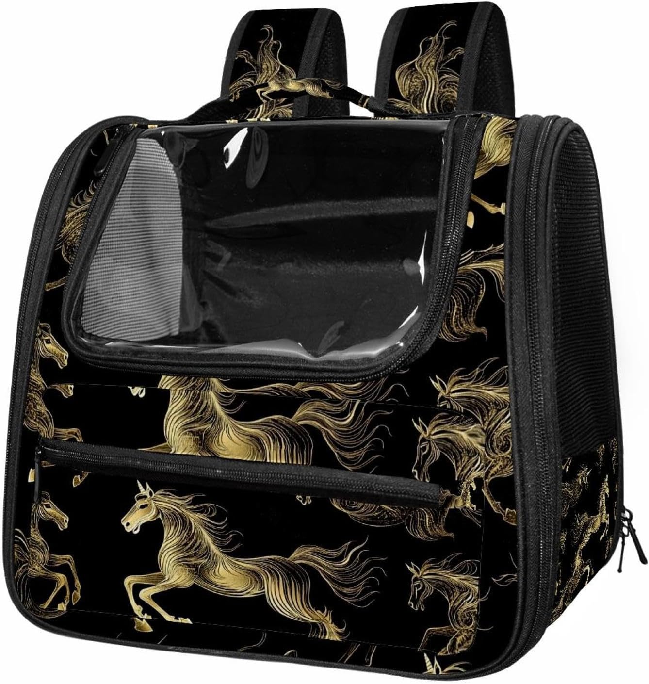 Portable Travel pet Backpack Carrier Hamster Bag Small Dog cat Carrier Breathable Hang Bag, White Cats with Paws (9)