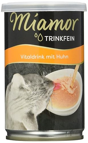 MIAMOR - Vitaldrink | Leckerer Drink für ausgewachsene Katzen zur Förderung der Flüssigkeitsaufnahme. Ergänzungsfutter in der Dose zur Unterstützung der Nierenfunktion | 24x135 ml Huhn
