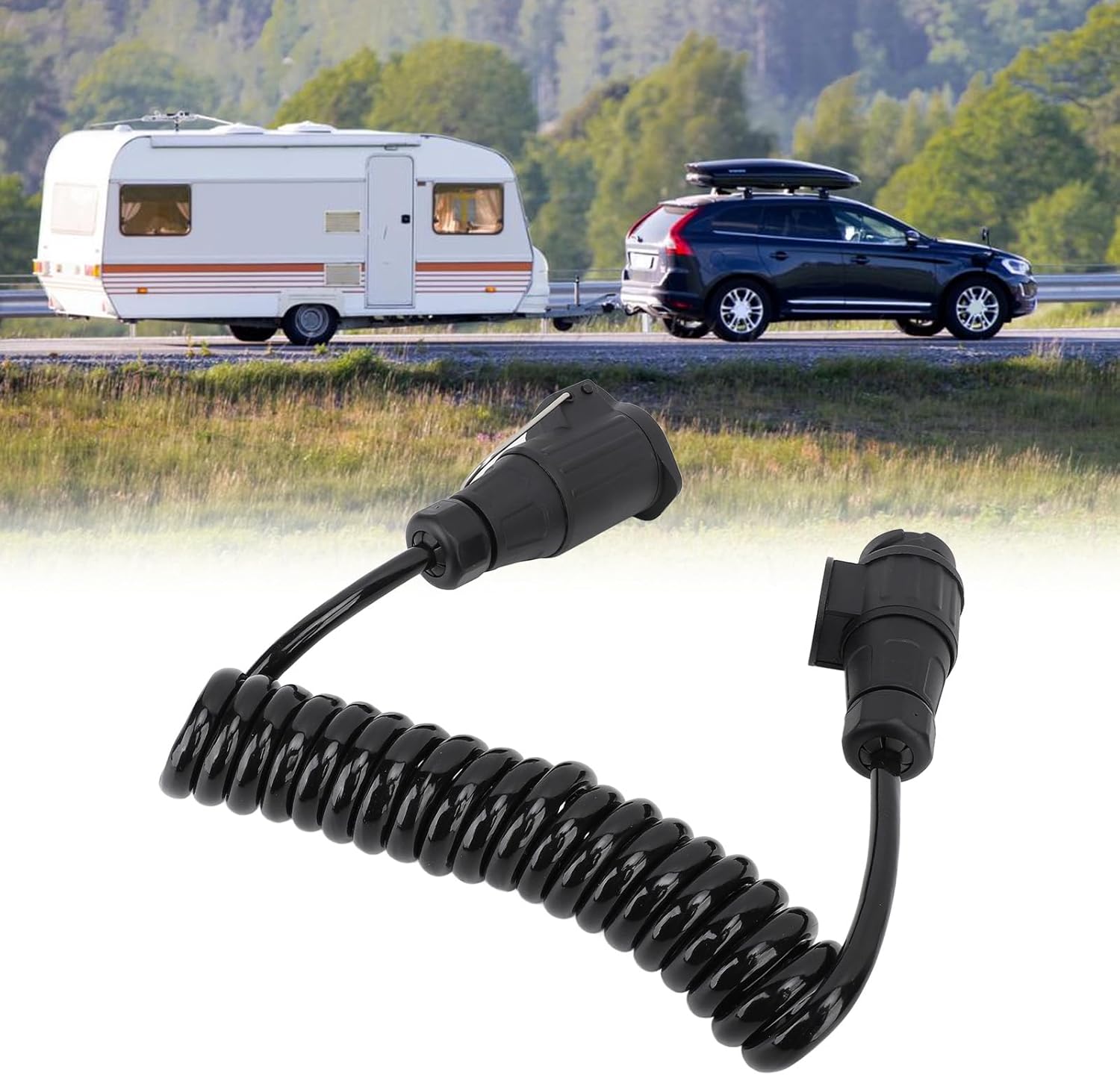 13 Pin to 13 Pin Trailer Wiring Connector – 13 Way Round Extension Plug Adapter for Trailer, RV, Caravan & Boat