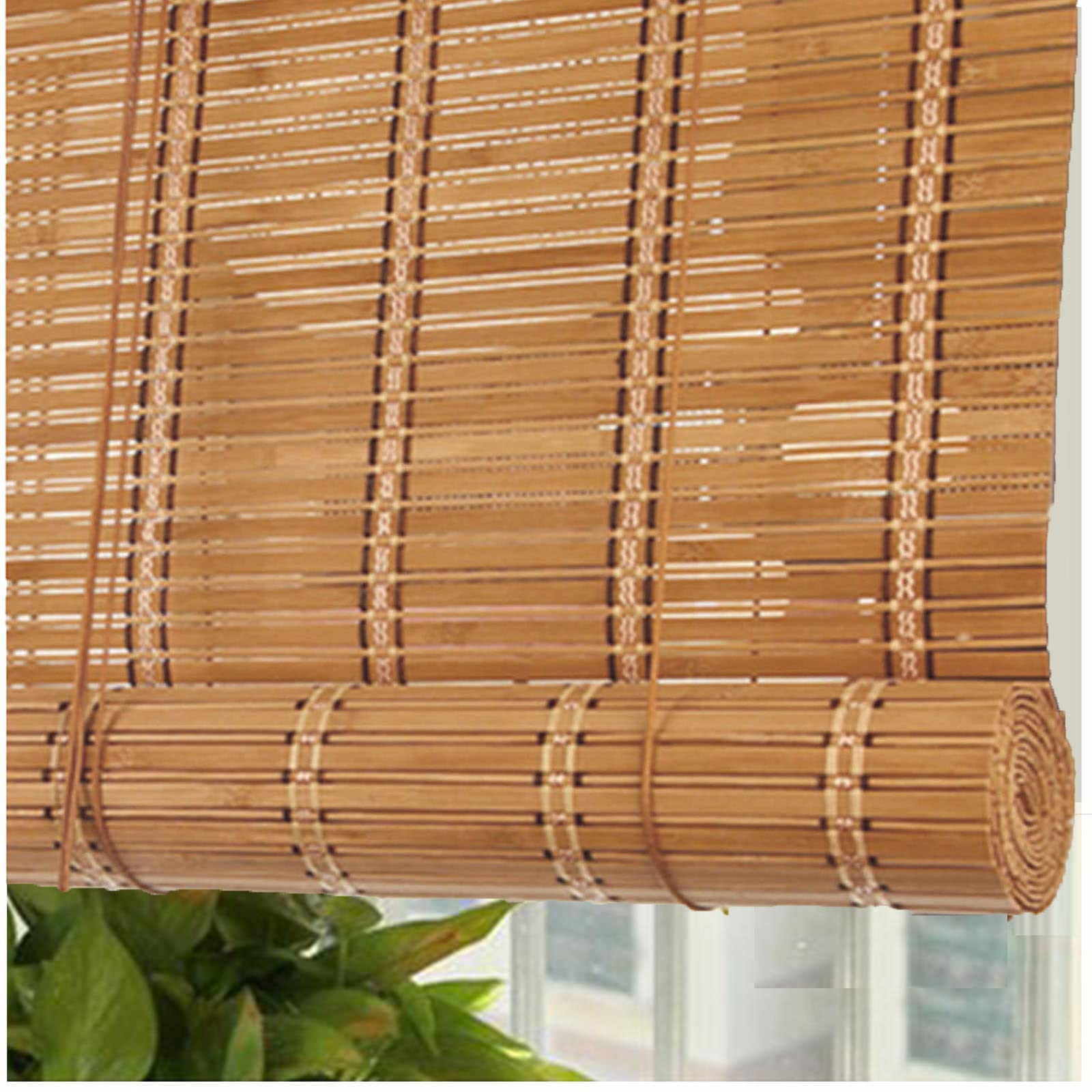 Sonakia Wxh Bamboo Blackout Window Blinds-Natural Bamboo Roller Shades-Indoor/Outdoor Wooden Venetian Blinds-50/70/90/110/130Cm Sunscreen Sunshade Roll Up Blinds,-60X180cm/23.5X71in