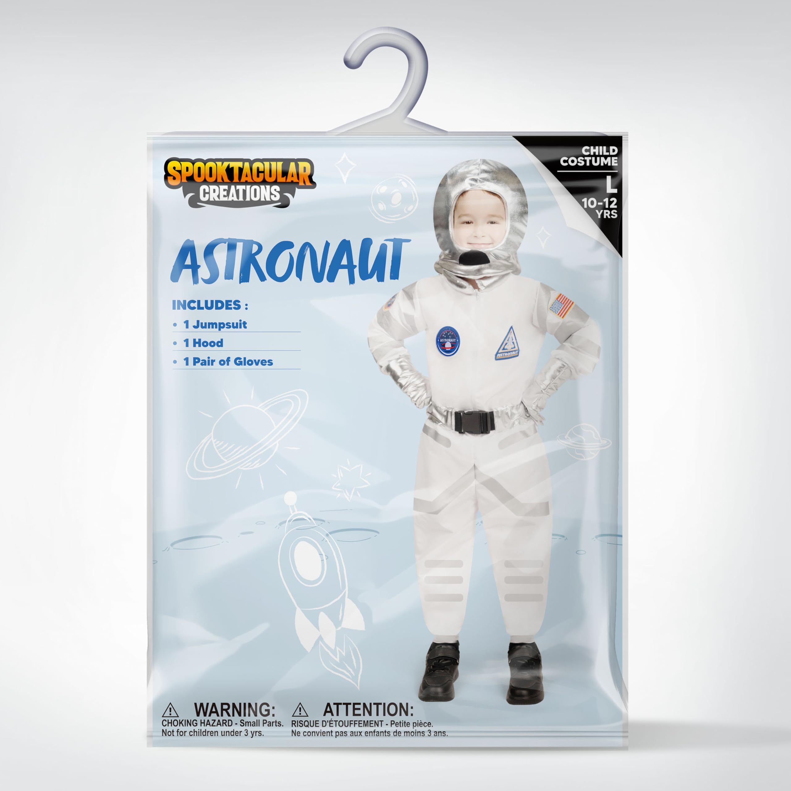 Spooktacular Creations Niebieski kostium astronauty z kaskiem dla dzieci, kombinezon kosmiczny, kostium astronauty NASA dla chłopców i dziewczynek, pretend Role Play Dress Up