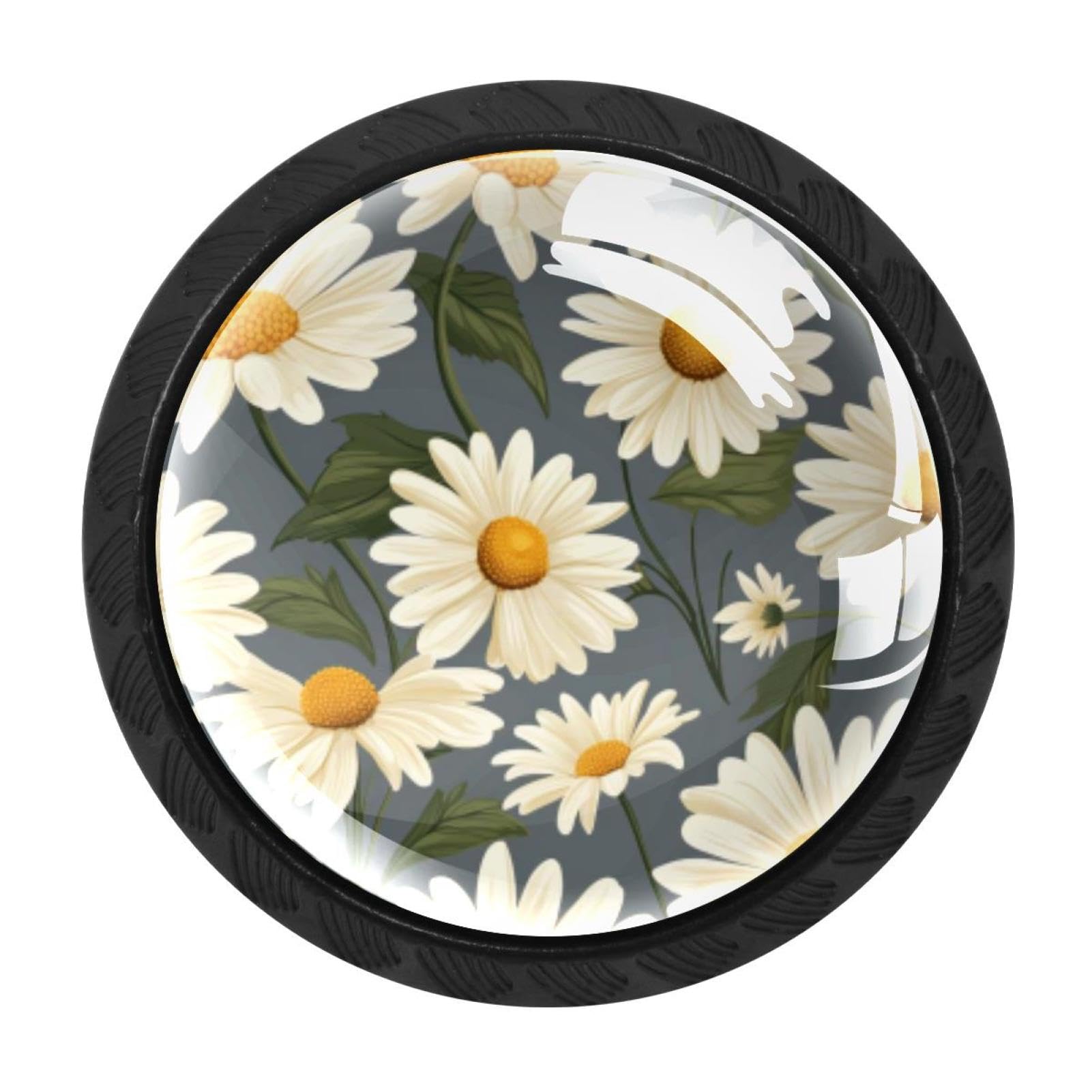 Chenzzzz Multicolored 11 4 Pack Black Daisy Kitchen Handles, Cabinet Pulls Hardware For Cupboard Drawer Knobs Dresser Pulls