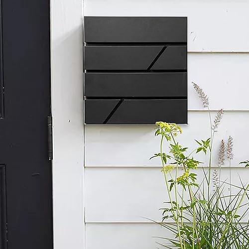 Miniatura 2 de Buzón de acero con bloqueo montado en la pared al aire libre en Valencia Carbon Black, Tamaño 4.3"D x 14.3"W x 14.3"H, El modelo MD25N cuenta con