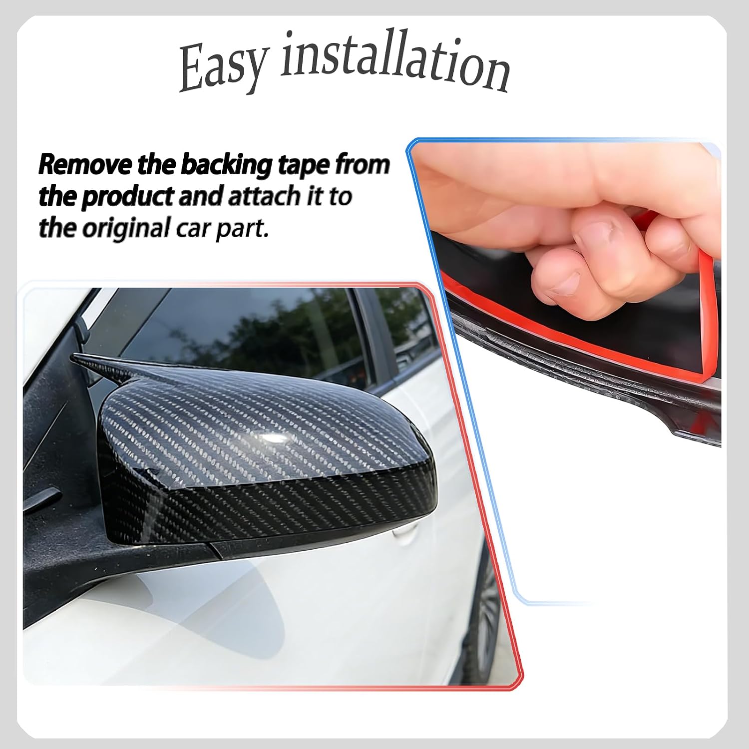 Side Mirror Cover,For Toyota Camry 2012 2013 2014 2015 2016 2017, Carbon Fiber Side Rear Mirror Covers Body Kit Accessories for Cars(Without Turn Signal)