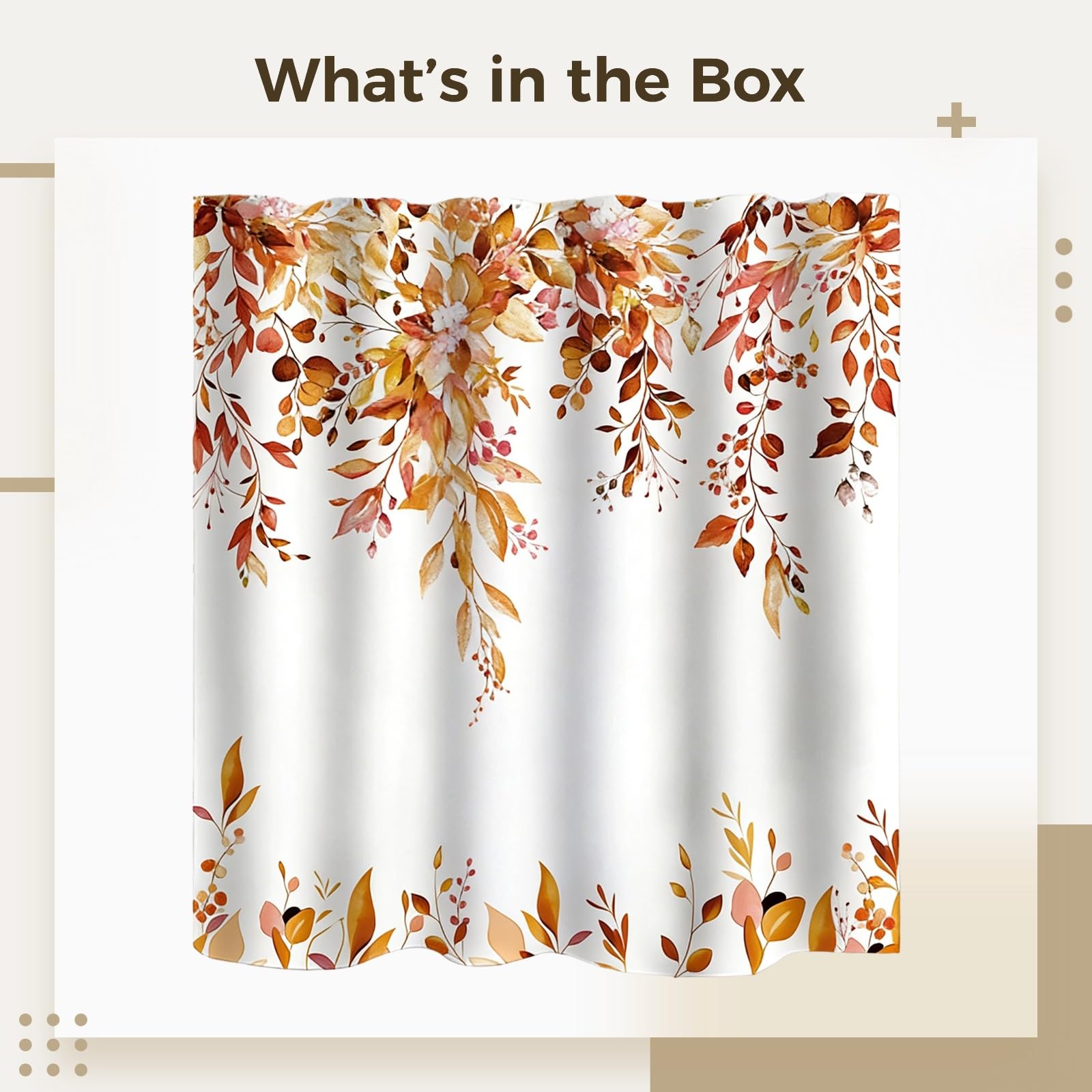 Rideau de Douche Feuilles d'automne, 180 x 200 cm, Motif Abstrait Aquarelle Plante Fleur Feuille, déco de Salle de Bain, Tissu, Art automnal, Rideau de Bain pour Maison et Salle de Bain