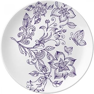 Plato de postre decorativo de porcelana de 20,32 cm, diseño clásico, color lila