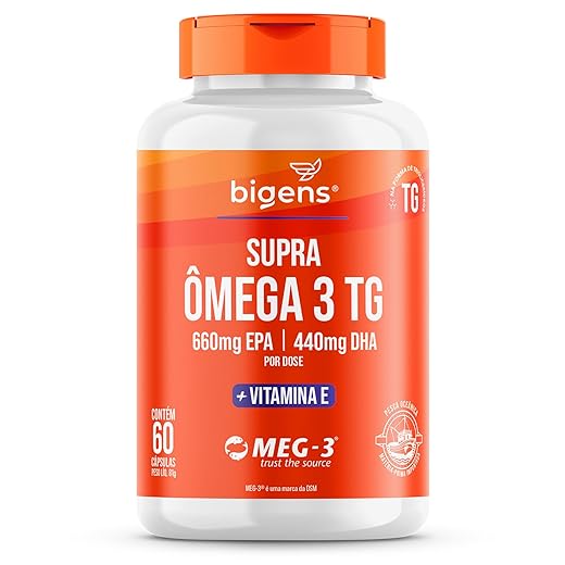 Biogens Supra Ômega 3 + Vitamina E, 660mg EPA | 440mg DHA, Selo Internacional de Qualidade MEG-3®, 60 Cápsulas, Forma TG (Triglicerídeos) Bigens
