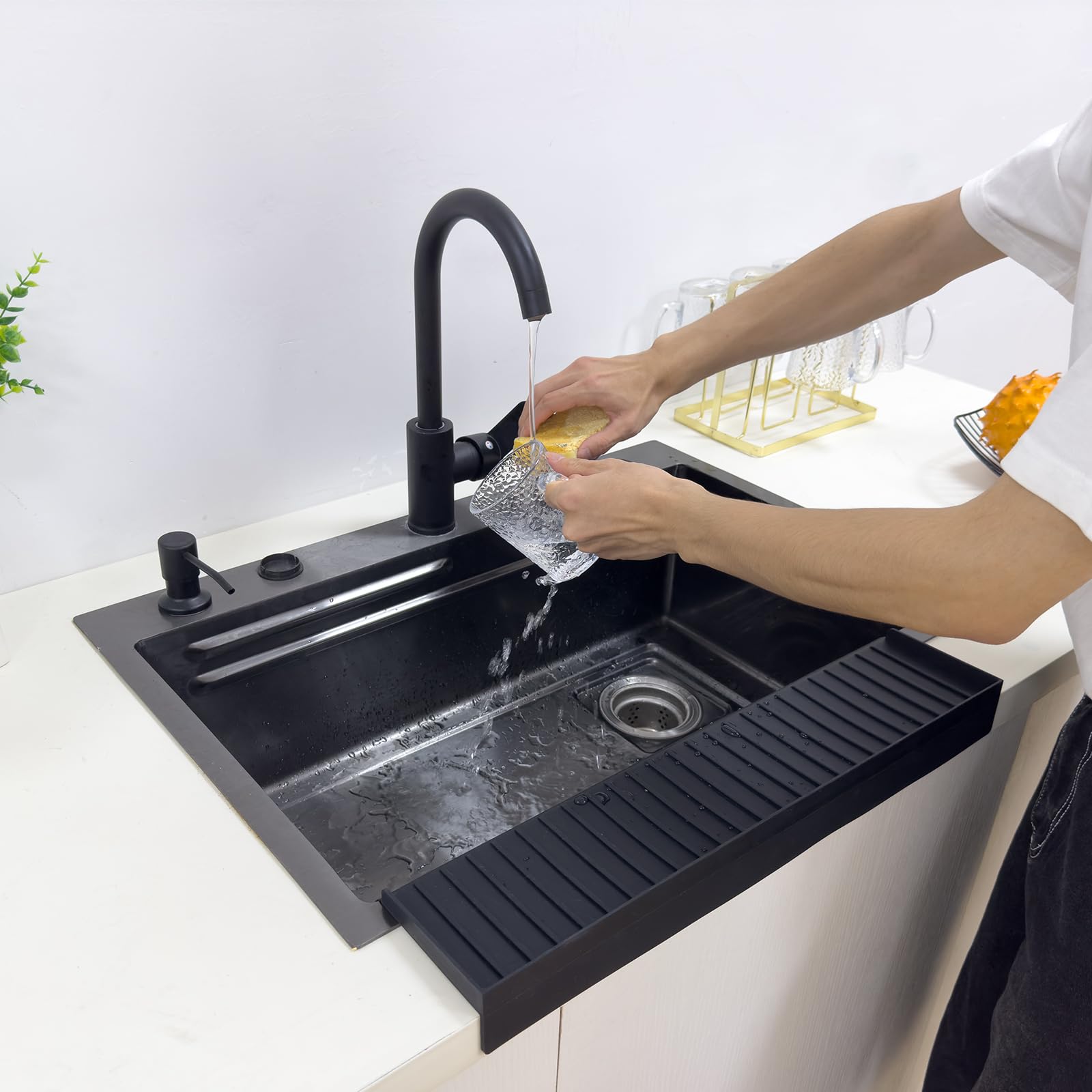 Polpcygne Silicon Sink Edge Protectors - Kitchen Splash Guard, Granite & Quartz - Black