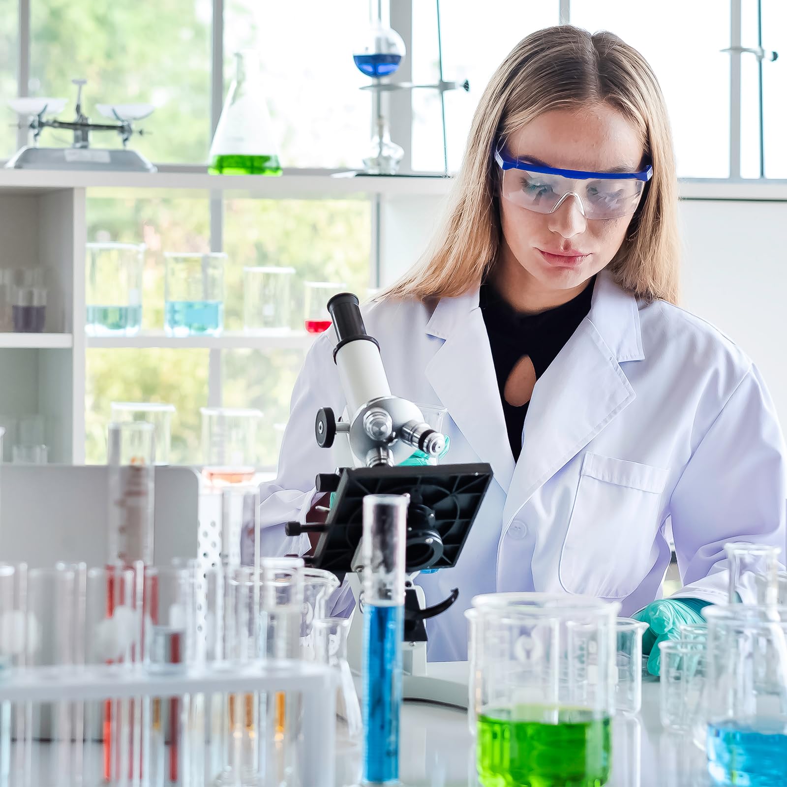 PATIKIL Cilindro Graduato da 100ml, 4 Pezzi Cilindri di Misurazione in Vetro Borosilicato 3.3 a Base Rotonda per Esperimenti di Laboratorio, Trasparente