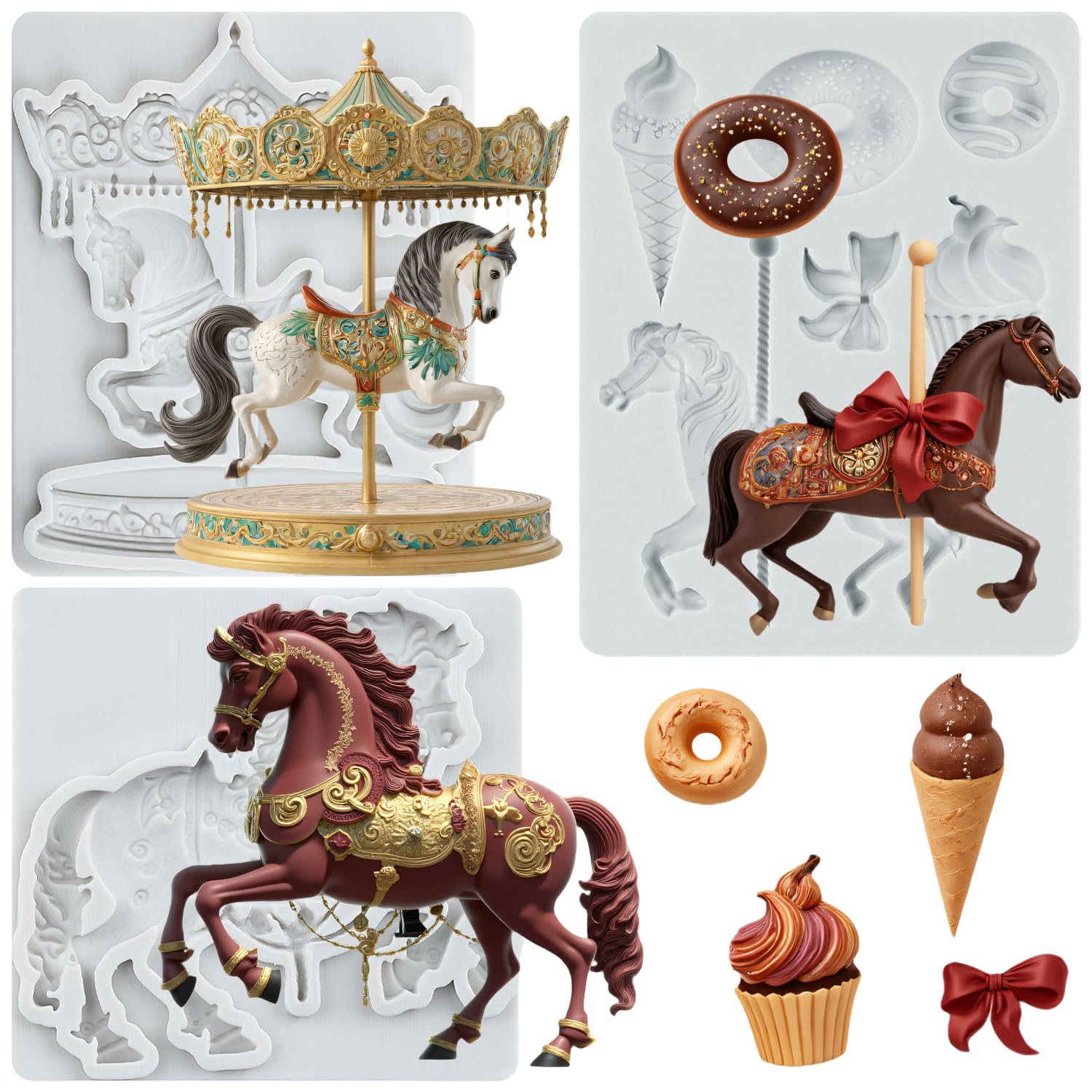 Moule silicone carrousel pâte à sucre et décoration gâteau cake design