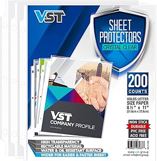 Sheet Protectors 8.5 x 11 Inches Crystal Clear Page Protectors for 3 Ring Binder, Medium Weight Plastic Sleeves, Top Loadi...