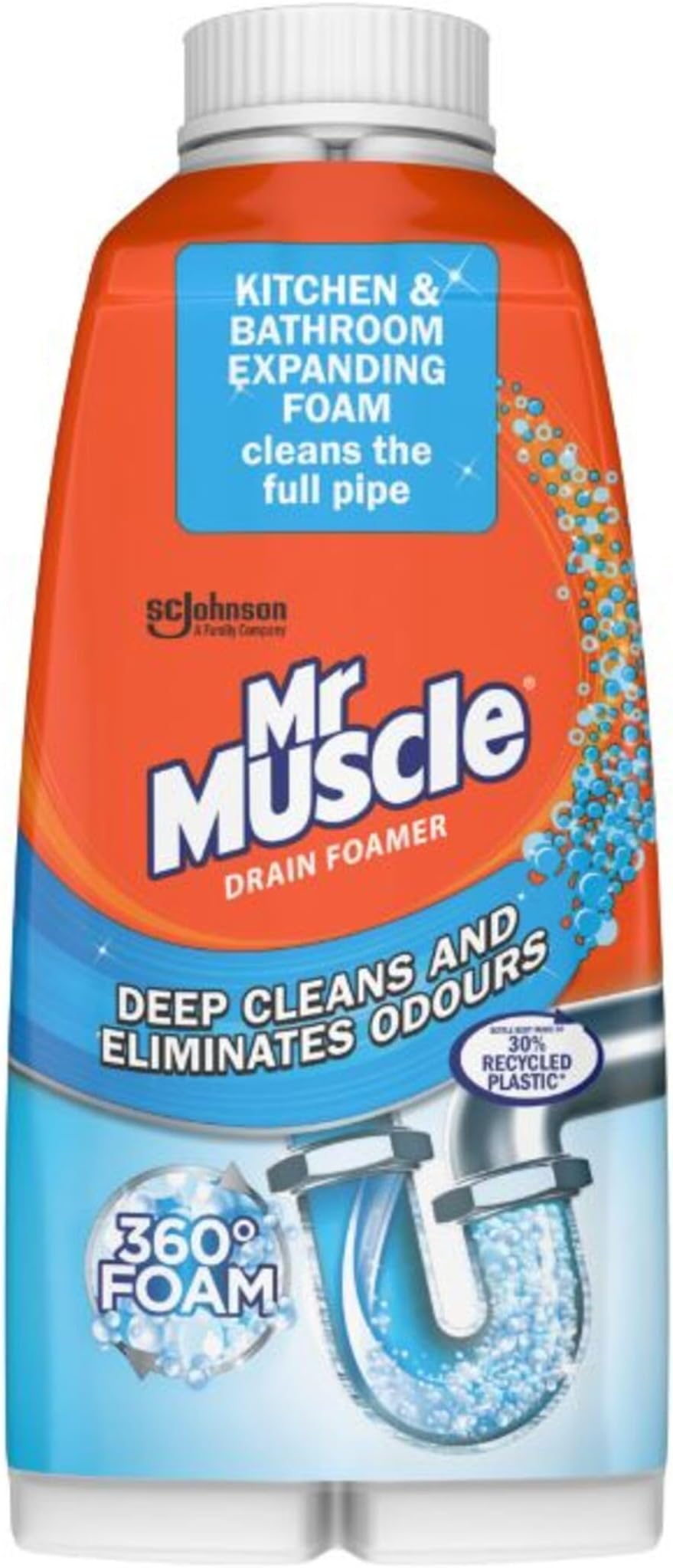 Mr Muscle Drain Foamer, Drain Cleaning Foam to Unblock & Eliminate Odour, 500 ml (Pack of 1)