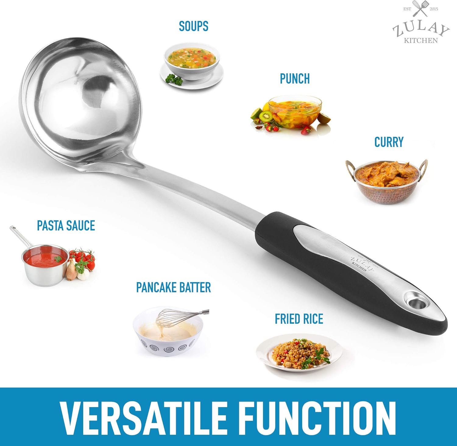 Buy Zulay (12 inch) Stainless Steel Soup Ladle Durable Rust Proof