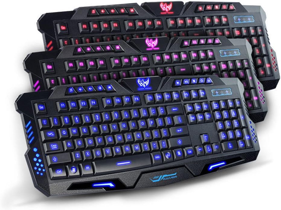 Cool Multimedia 3 colors LED Illuminated Backlight USB Wired Gaming Keyboard PC