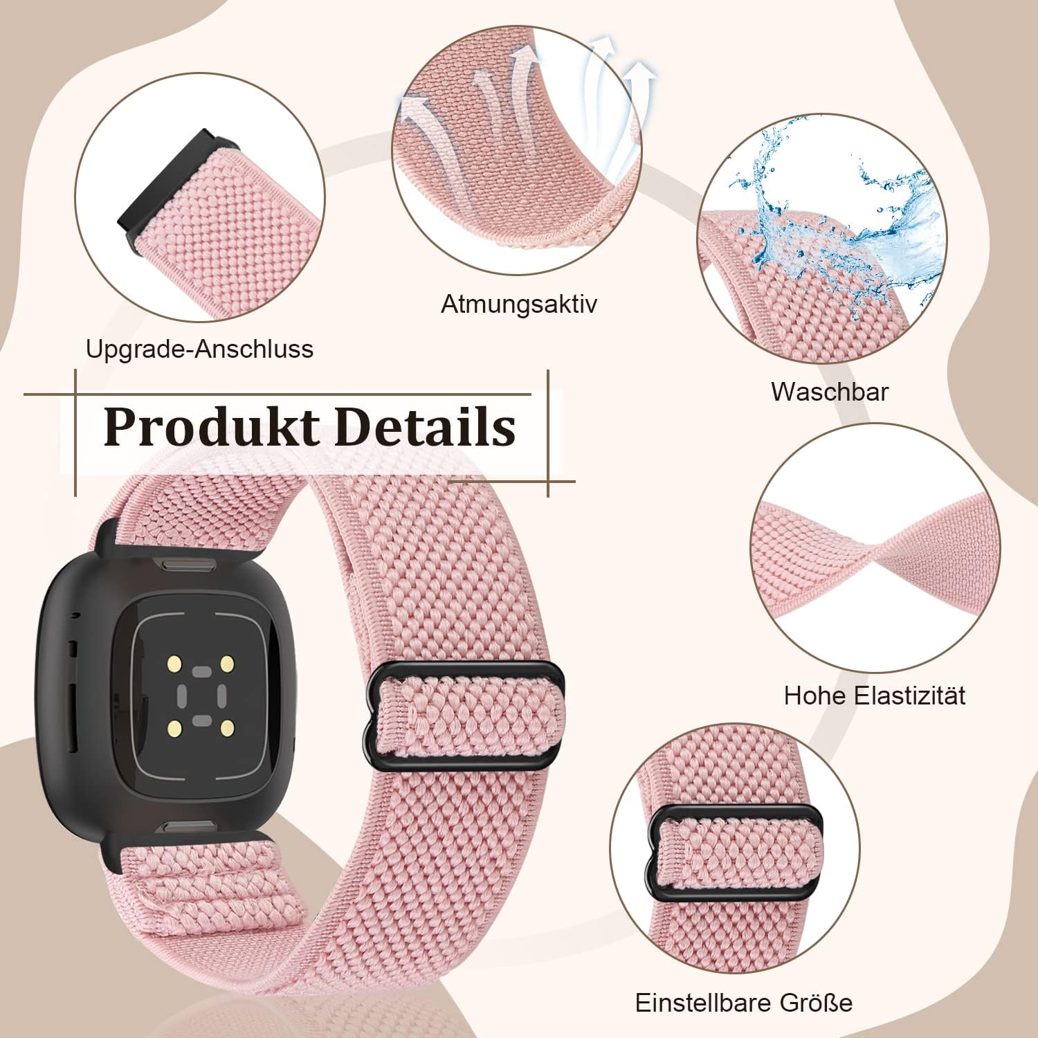 YCHDDER Elastisches Ersatzarmband Kompatibel mit Fitbit Versa 4/Fitbit