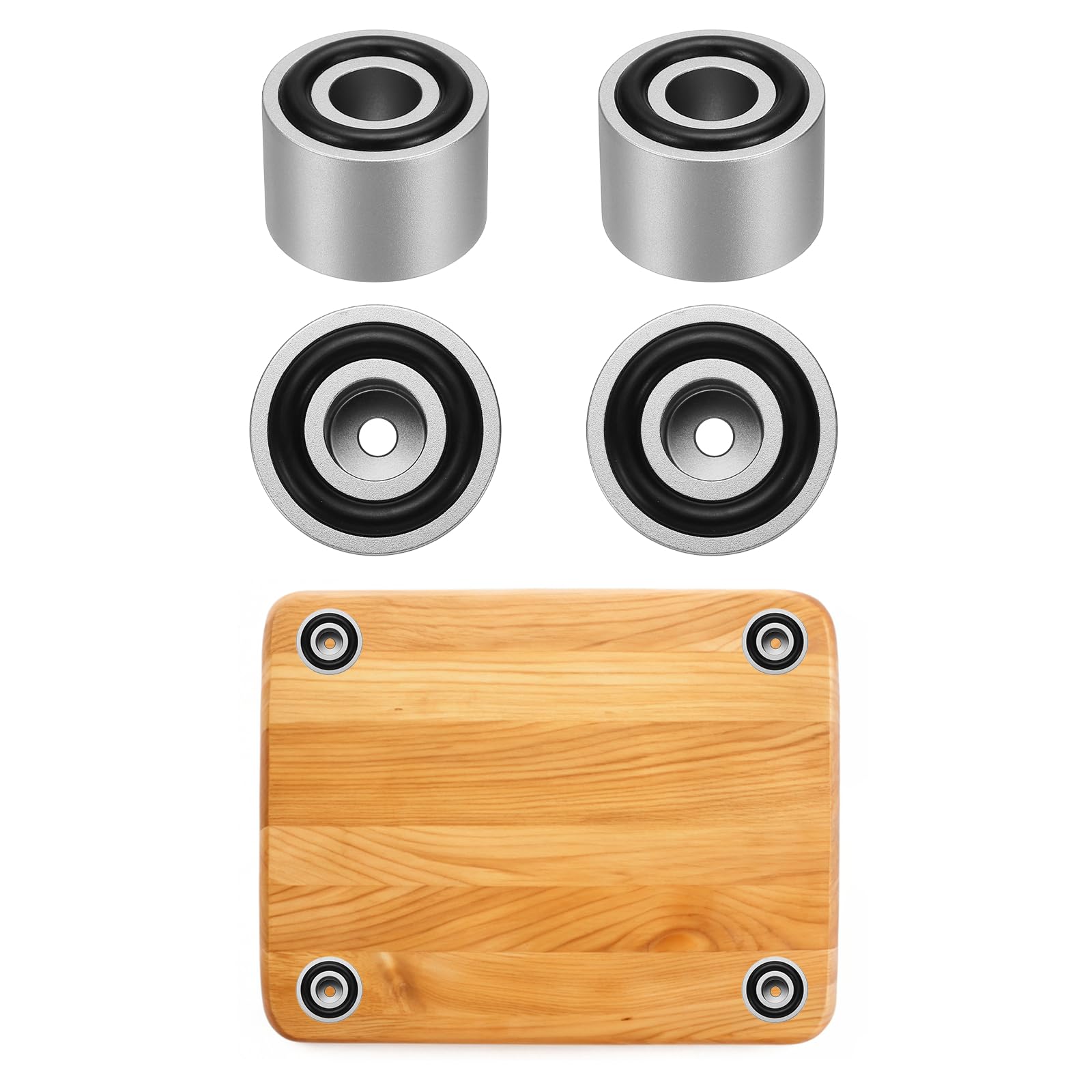 Patas antivibración con silicona para amplificador y tabla de cortar, color plateado