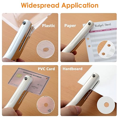 Miniatura 2 de Perforadora de agujero de 2 pulgadas, alcance de 14 pulgadas, perforadora de agujero único, perforadora de papel portátil de mano larga para